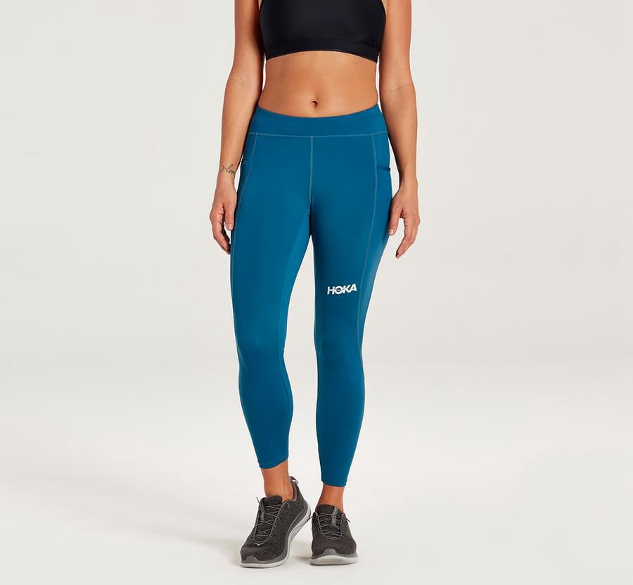 Hoka Australia One One Performance Crop Tight - Womens Pants Blue - REAGZ-2385